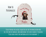 Personalised Chocolate Labrador Large Christmas Sack - Red Drawstring Bag for Xmas Presents Christmas Eve Bag Box Decoration for Dogs XS122