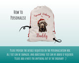 Personalised Chocolate Labrador Large Christmas Sack - Red Drawstring Bag for Xmas Presents Christmas Eve Bag Box Decoration for Dogs XS123