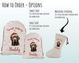 Personalised Chocolate Labrador Large Christmas Sack - Red Drawstring Bag for Xmas Presents Christmas Eve Bag Box Decoration for Dogs XS123