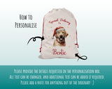 Personalised Yellow Labrador Large Christmas Sack - Red Drawstring Bag for Xmas Presents - Christmas Eve Bag Box Decoration for Dogs XS124