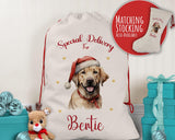 Personalised Yellow Labrador Large Christmas Sack - Red Drawstring Bag for Xmas Presents - Christmas Eve Bag Box Decoration for Dogs XS124