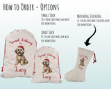 Personalised Lhasa Apso Dog Large Christmas Sack - Red Drawstring Bag for Xmas Presents - Christmas Eve Bag Box Decoration for Dogs XS128