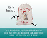 Personalised Maltese Dog Large Christmas Sack - Red Drawstring Bag for Xmas Presents - Christmas Eve Bag Box Decoration for Dogs XS129