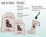 Personalised Newfoundland Dog Large Christmas Sack - Red Drawstring Bag for Xmas Presents - Christmas Eve Bag Box Decoration for Dogs XS131