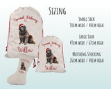 Personalised Newfoundland Dog Large Christmas Sack - Red Drawstring Bag for Xmas Presents - Christmas Eve Bag Box Decoration for Dogs XS131