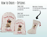 Personalised Pekingese Dog Large Christmas Sack - Red Drawstring Bag for Xmas Presents - Christmas Eve Bag Box Decoration for Dogs XS135