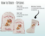 Personalised Pomeranian Large Christmas Sack - Red Drawstring Bag for Xmas Presents - Christmas Eve Bag Box Decoration for Dogs XS137