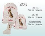 Personalised Rough Collie Large Christmas Sack - Red Drawstring Bag for Xmas Presents - Christmas Eve Bag Box Decoration for Dogs XS141