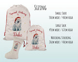Personalised Samoyed Dog Large Christmas Sack - Red Drawstring Bag for Xmas Presents - Christmas Eve Bag Box Decoration for Dogs XS143
