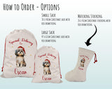 Personalised Shih Tzu Dog Large Christmas Sack - Red Drawstring Bag for Xmas Presents - Christmas Eve Bag Box Decoration for Dogs XS148