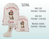 Personalised Shih Tzu Dog Large Christmas Sack - Red Drawstring Bag for Xmas Presents - Christmas Eve Bag Box Decoration for Dogs XS148