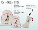 Personalised Siberian Husky Large Christmas Sack - Red Drawstring Bag for Xmas Presents - Christmas Eve Bag Box Decoration for Dogs XS149