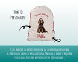 Personalised Spaniel Dog Large Christmas Sack - Red Drawstring Bag for Xmas Presents - Christmas Eve Bag Box Decoration for Dogs XS151