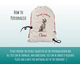 Personalised Greyhound Large Christmas Sack - Red Drawstring Bag for Xmas Presents - Christmas Eve Bag Box Decoration for Dogs XS112