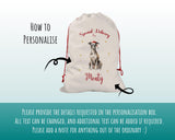 Personalised Italian Greyhound Large Christmas Sack - Red Drawstring Bag for Xmas Presents - Christmas Eve Bag Box Decoration for Dogs XS116