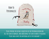 Personalised Siberian Husky Large Christmas Sack - Red Drawstring Bag for Xmas Presents - Christmas Eve Bag Box Decoration for Dogs XS149