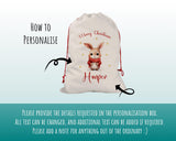Personalised Christmas Sack - Santa Sack for Kids Presents Xmas Cute Bunny Design Stocking Christmas Eve Bag Box for Girls & Boys XS037