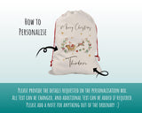 Personalised Large Christmas Sack Xmas Santa Sleigh Reindeer Name Stocking Star Gift Sack Red Drawstring Christmas Decoration SK167