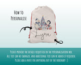 Personalised Large Christmas Snowman & Penguin Sack Name Xmas Stocking Gift Stocking Sack Red Drawstring Christmas Decoration SK006