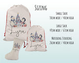 Personalised Large Christmas Snowman & Penguin Sack Name Xmas Stocking Gift Stocking Sack Red Drawstring Christmas Decoration SK006