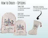 Personalised Large Christmas Snowman & Penguin Sack Name Xmas Stocking Gift Stocking Sack Red Drawstring Christmas Decoration SK006