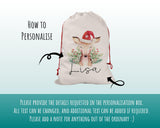 Personalised Large Christmas Reindeer Sack Name Xmas Stocking Gift Stocking Sack Red Drawstring Christmas Decoration SK009
