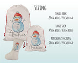 Personalised Large Christmas Snowman Sack Name Xmas Stocking Gift Stocking Sack Red Drawstring Christmas Decoration SK011