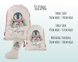Personalised Large Christmas Penguin Sack Name Xmas Stocking Gift Stocking Sack Red Drawstring Special Delivery Christmas Decoration SK013