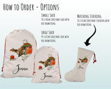 Personalised Large Christmas Sack Robin Sledge Design Xmas Stocking Gift Rudolph Sack Red Drawstring Christmas Decoration SK051