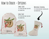 Personalised Large Christmas Sack Xmas Sloth Design Name Xmas Stocking Gift Stocking Rudolph Sack Red Drawstring Decoration SK070