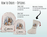 Personalised Large Christmas Sack Robin and Squirrel Design Xmas Stocking Gift Rudolph Sack Red Drawstring Christmas Decoration SK073