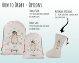 Personalised Large Christmas Sack Penguin Name Xmas Stocking Gift Stocking Rudolph Sack Red Drawstring Christmas Decoration SK109