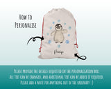 Personalised Large Christmas Sack Penguin Name Xmas Stocking Gift Stocking Rudolph Sack Red Drawstring Christmas Decoration SK109