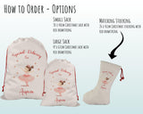 Personalised Christmas Sack - Santa Sack for Kids Presents Xmas Pink Ballerina Design Stocking Christmas Eve Bag Box for Girls & Boys XS007