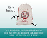 Personalised Christmas Sack - Santa Sack for Kids Presents Xmas Mouse Wreath Design Stocking Christmas Eve Bag Box for Girls & Boys XS009