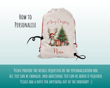 Personalised Christmas Sack - Santa Sack for Kids Presents Xmas Reindeer Tree Design Stocking Christmas Eve Bag Box for Girls & Boys XS011