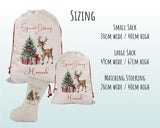 Personalised Christmas Sack - Santa Sack for Kids Presents Xmas Reindeer Tree Design Stocking Christmas Eve Bag Box for Girls & Boys XS015