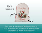 Personalised Christmas Sack - Santa Sack for Kids Presents Xmas Reindeer Pine Cone Design Stocking Christmas Eve Bag for Girls & Boys XS016