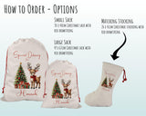 Personalised Christmas Sack - Santa Sack for Kids Presents Xmas Reindeer Tree Design Stocking Christmas Eve Bag Box for Girls & Boys XS017