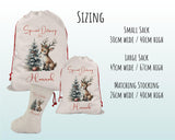Personalised Christmas Sack - Santa Sack for Kids Presents Xmas Reindeer Tree Design Stocking Christmas Eve Bag Box for Girls & Boys XS019