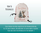 Personalised Christmas Sack - Santa Sack for Kids Presents Xmas Reindeer Tree Design Stocking Christmas Eve Bag Box for Girls & Boys XS019