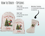 Personalised Christmas Sack - Santa Sack for Kids Presents Xmas Dinosaur Tree Design Stocking Christmas Eve Bag Box for Girls & Boys XS021