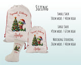 Personalised Christmas Sack - Santa Sack for Kids Presents Xmas Dinosaur Tree Design Stocking Christmas Eve Bag Box for Girls & Boys XS021