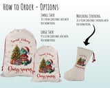 Personalised Christmas Sack - Santa Sack for Kids Presents Xmas Dinosaur Tree Design Stocking Christmas Eve Bag Box for Girls & Boys XS025