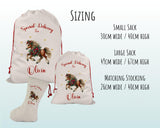 Personalised Christmas Sack - Santa Sack for Kids Presents Xmas Festive Horse Design Stocking Christmas Eve Bag Box for Girls & Boys XS027