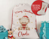 Personalised Christmas Sack - Santa Sack for Kids Presents Xmas Cute Polar Bear Design Stocking Christmas Eve Bag Box for Girls & Boys XS035