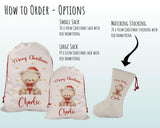 Personalised Christmas Sack - Santa Sack for Kids Presents Xmas Cute Polar Bear Design Stocking Christmas Eve Bag Box for Girls & Boys XS035