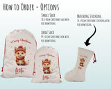 Personalised Christmas Sack - Santa Sack for Kids Presents Xmas Cute Winter Fox Design Stocking Christmas Eve Bag Box for Girls & Boys XS039
