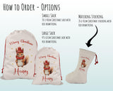 Personalised Christmas Sack - Santa Sack for Kids Presents Xmas Cute Squirrel Design Stocking Christmas Eve Bag Box for Girls & Boys XS041