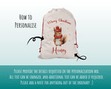 Personalised Christmas Sack - Santa Sack for Kids Presents Xmas Cute Squirrel Design Stocking Christmas Eve Bag Box for Girls & Boys XS041